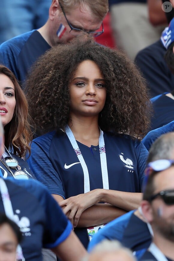 Rachel Legrain-Trapani, Miss France 2007 et Alicia Aylies, miss France 2017 - Célébrités dans les tribunes opposant la France à l'Argentine lors des 8ème de finale de la Coupe du monde à Kazan en Russie le 30 juin 2018 © Cyril Moreau/Bestimage