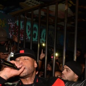 Exclusif - Le rappeur Booba fête son 41ème anniversaire au club Hobo et par la même occasion lance sa bouteille de Whisky nommée "Duc" à Paris le 12 décembre 2017. © Rachid Bellak/Bestimage