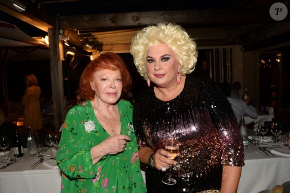 Exclusif - La chanteuse Régine et Thierry Wilson alias Zize - Soirée annuelle du forain Marcel Campion sur la plage de Bouillabaisse à Saint-Tropez le 1er aout 2018. © Rachid Bellak/Bestimage