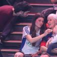 Radmila mère de Nikola Karabatic, sa compagne Géraldine Pillet et leur fils Alek lors du match de finale du mondial de handball, France © Cyril Moreau/Bestimage