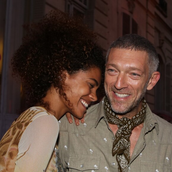 Exclusif - Vincent Cassel et sa compagne Tina Kunakey à la soirée Jean-Paul Gaultier "Scandal Discothèque" Party organisée à la Fondation Dosne-Thiers à Paris, le 4 juillet 2018.