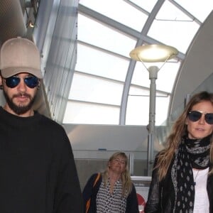 Exclusif - Heidi Klum arrive à l'aéroport de LAX avec son compagnon Tom Kaulitz à Los Angeles, le 8 juillet 2018