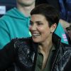 Cristina Cordula et son mari Frédéric Cassin dans les tribunes du match de football de Ligue 1 PSG - Monaco au Parc des Princes à Paris, le 15 avril 2018.