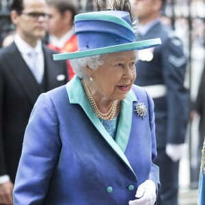 La reine Elisabeth II d'Angleterre - La famille royale d'Angleterre à l'abbaye de Westminster pour le centenaire de la RAF à Londres. Le 10 juillet 2018