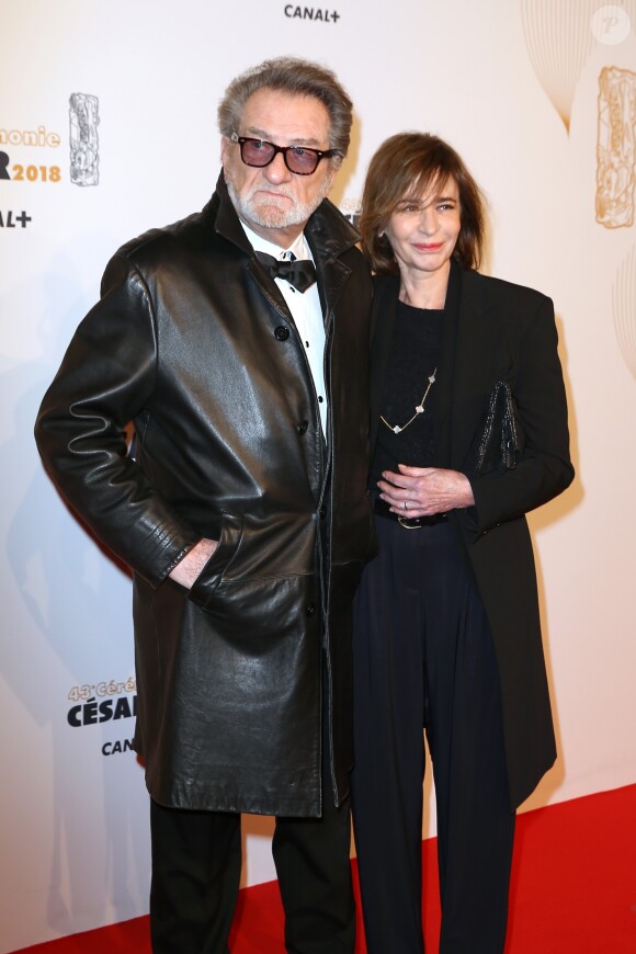 Eddy Mitchell et sa femme Muriel Bailleul - Photocall lors de la 43ème cérémonie des Cesar à la salle Pleyel à Paris, le 2 mars 2018. © Dominique Jacovides - Olivier Borde / Bestimage
