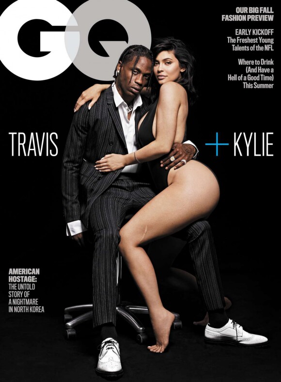 Kylie Jenner et Travis Scott posent pour la couverture du magazine GQ. Août 2018.