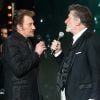 Exclusif - Eddy Mitchell et Johnny Hallyday - Enregistrement de l'émission "Johnny, la soirée événement", pour TF1, décembre 2014