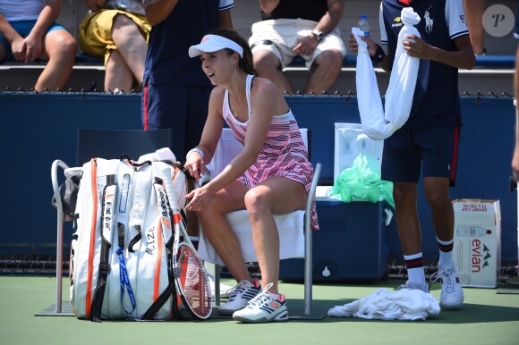 Alizé Cornet lors de son match à l'US Open contre la Suédoise Johanna Larsson, à New York, le 28 août 2018.