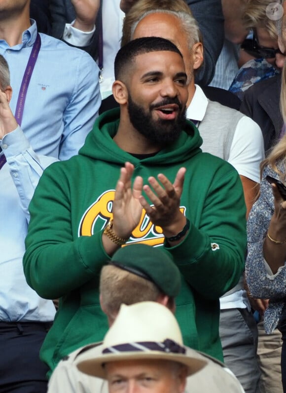 Drake dans les tribunes de Wimbledon à Londres, Royaume Uni, le 10 juillet 2018.10/07/2018 - Londres