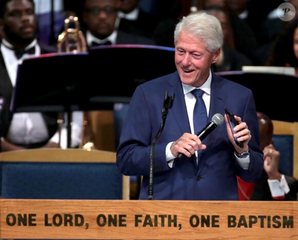 L'ancien président américain Bill Clinton à la cérémonie d'hommage organisée en la mémoire d'Aretha Franklin à Détroit le 31 août 2018