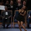 Ariana Grande chantant à la cérémonie d'hommage organisée en la mémoire d'Aretha Franklin à Détroit le 31 août 2018