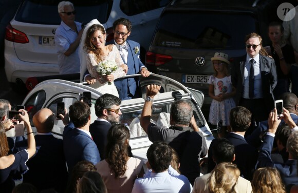 Mariage de Thomas Hollande et de la journaliste Emilie Broussouloux l'église de Meyssac en Corrèze. Le 8 Septembre 2018. © Patrick Bernard-Guillaume Collet / Bestimage