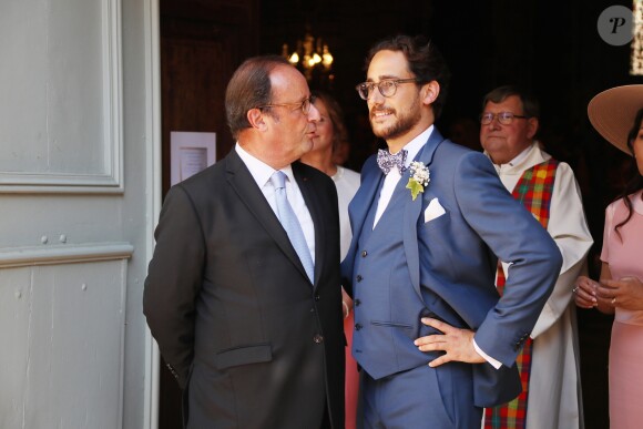 Mariage de Thomas Hollande et de la journaliste Emilie Broussouloux l'église de Meyssac en Corrèze. Le 8 Septembre 2018. © Patrick Bernard-Guillaume Collet / Bestimage