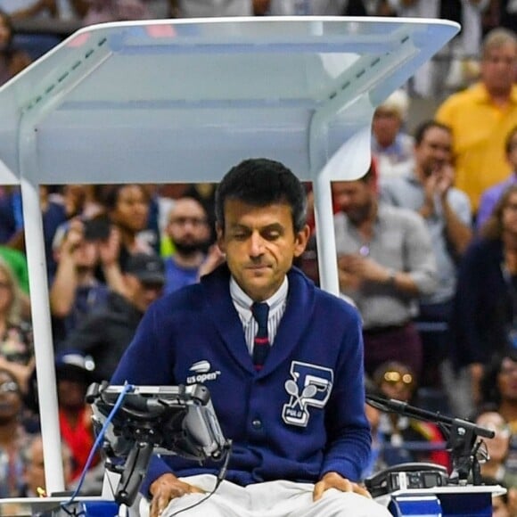 Serena Williams, Naomi Osaka, Carlos Ramos - Finale femme de de l'US Open de Tennis 2018 à New York le 9 septembre 2018.