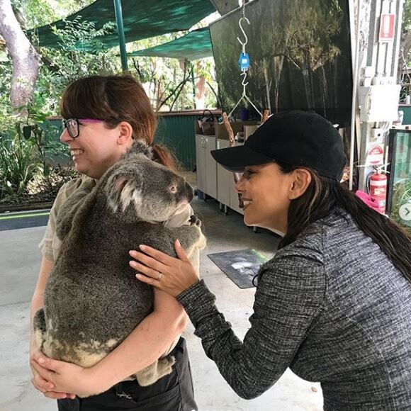 Eva Longoria et son fils Santiago ont visité un refuge pour animaux exotiques en Australie, septembre 2018