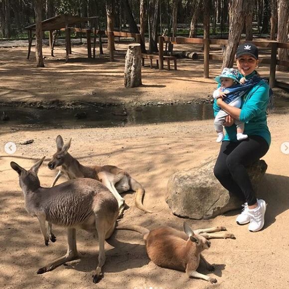 Eva Longoria et son fils Santiago ont visité un refuge pour animaux exotiques en Australie, septembre 2018