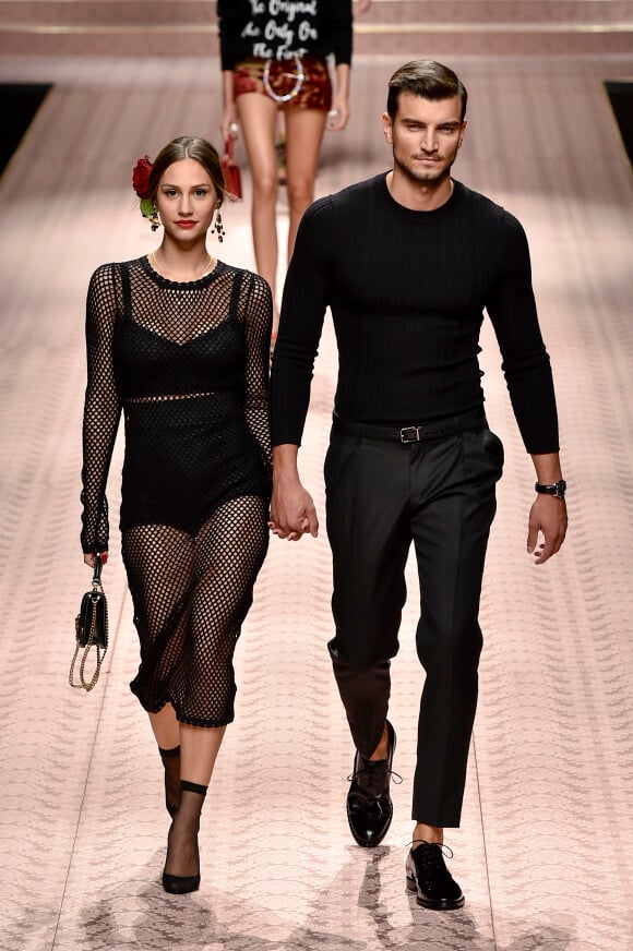 Beatrice Valli, Marco Fantini lors du défilé Dolce & Gabbana pour la collection Prêt-à-Porter Printemps/Eté 2019 lors de la Fashion Week de Milan, Italie, le 23 septembre 2018.