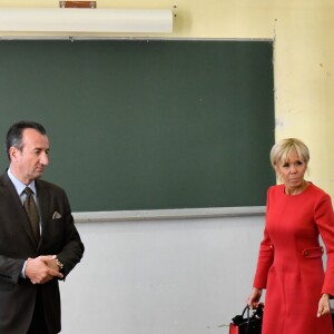 La reine Sonja de Norvège, la première dame Brigitte Macron au centenaire de la Section Norvégienne du Lycée Pierre Corneille à Rouen le 24 septembre 2018. Au programme : Signatures d'accords-cadres de coopération dans le domaine de l'éducation, de l'enseignement supérieur, de la recherche scientifique, de l'innovation, de l'industrie et de la culture; dévoilement de la statue offerte par la Norvège par Sa Majesté la Reine en présence de l'artiste, Espen Dietrichson; signature du Livre d'Or en présence des autorités et des élus. © Francis Petit / Bestimage