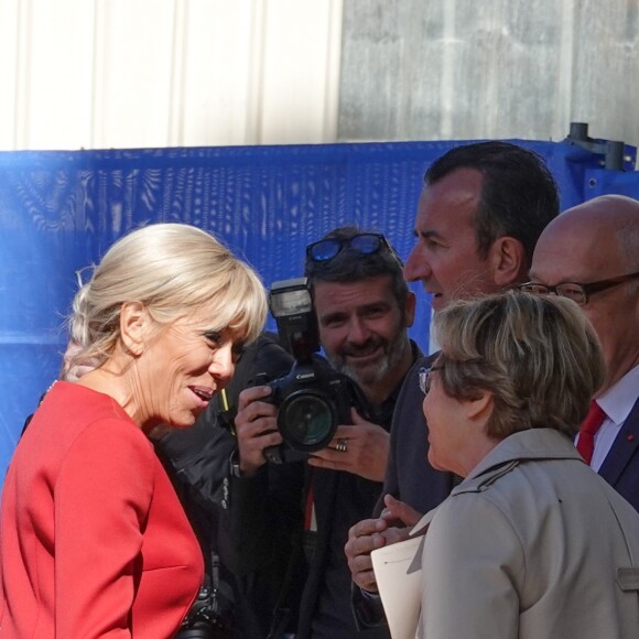 La première Dame Brigitte Macron, le maire de Rouen Yvon Robert et sa femme - La première Dame Brigitte Macron, le maire de Rouen Yvon Robert et sa femme accueillent la reine Sonja de Norvège à la mairie de Rouen dans le cadre du centenaire de la Section Norvégienne du Lycée Pierre Corneille - Rouen le 24 septembre 2018 © Francis Petit / Bestimage