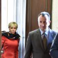 La première Dame Brigitte Macron - La reine Sonja de Norvège , la première Dame Brigitte Macron au centenaire de la Section Norvégienne du Lycée Pierre Corneille à Rouen le 24 septembre 2018. Au programme : Signatures d'accords-cadres de coopération dans le domaine de l'éducation, de l'enseignement supérieur, de la recherche scientifique, de l'innovation, de l'industrie et de la culture; dévoilement de la statue offerte par la Norvège par Sa Majesté la Reine en présence de l'artiste, Espen Dietrichson; signature du Livre d'Or en présence des autorités et des élus. © Francis Petit / Bestimage