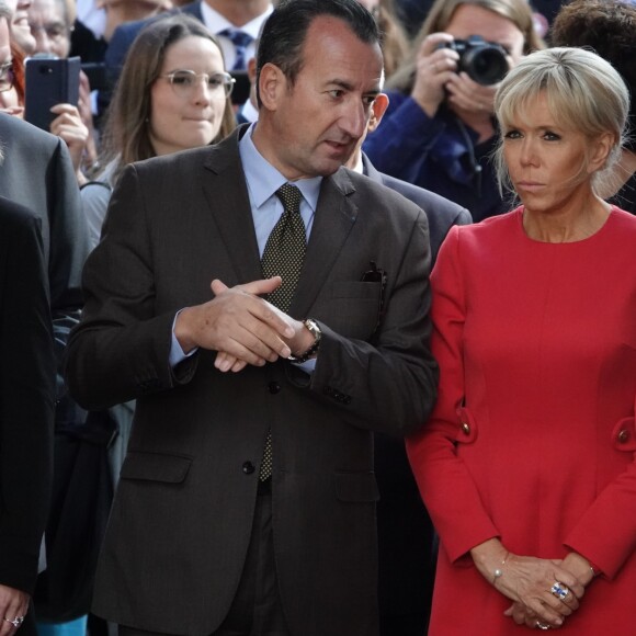 La première Dame Brigitte Macron - La reine Sonja de Norvège , la première Dame Brigitte Macron au centenaire de la Section Norvégienne du Lycée Pierre Corneille à Rouen le 24 septembre 2018. Au programme : Signatures d'accords-cadres de coopération dans le domaine de l'éducation, de l'enseignement supérieur, de la recherche scientifique, de l'innovation, de l'industrie et de la culture; dévoilement de la statue offerte par la Norvège par Sa Majesté la Reine en présence de l'artiste, Espen Dietrichson; signature du Livre d'Or en présence des autorités et des élus. © Francis Petit / Bestimage