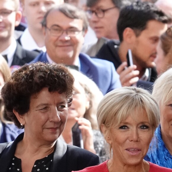 La première Dame Brigitte Macron et Frédérique Vidal, ministre de l'Enseignement supérieur, de la Recherche et de l'Innovation - La reine Sonja de Norvège , la première Dame Brigitte Macron au centenaire de la Section Norvégienne du Lycée Pierre Corneille à Rouen le 24 septembre 2018. Au programme : Signatures d'accords-cadres de coopération dans le domaine de l'éducation, de l'enseignement supérieur, de la recherche scientifique, de l'innovation, de l'industrie et de la culture; dévoilement de la statue offerte par la Norvège par Sa Majesté la Reine en présence de l'artiste, Espen Dietrichson; signature du Livre d'Or en présence des autorités et des élus. © Francis Petit / Bestimage