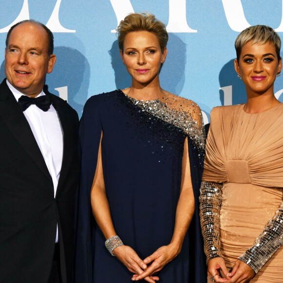 Le prince Albert II de Monaco, la princesse Charlene, Katy Perry et son compagnon Orlando Bloom lors de la 2ème édition du "Monte-Carlo Gala for the Global Ocean" à Opéra de Monte-Carlo à Monaco, le 26 septembre 2018. © Bruno Bébert/Bestimage