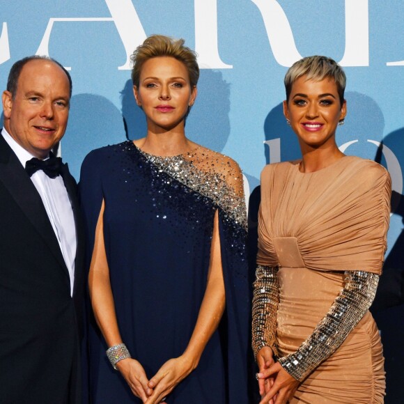 Le prince Albert II de Monaco, la princesse Charlene, Orlando Bloom et sa compagne Katy Parry lors de la 2ème édition du "Monte-Carlo Gala for the Global Ocean" à Opéra de Monte-Carlo à Monaco, le 26 septembre 2018. © Bruno Bébert/Bestimage