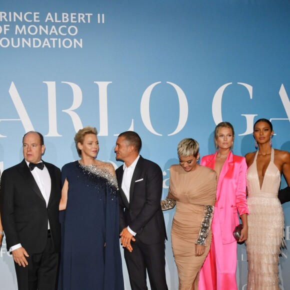 Isabeli Fontana, Alessandra Ambrosio, le prince Albert II de Monaco, la princesse Charlene, Orlando Bloom, Katy Perry, Toni Garrn et Lais Ribeiro lors de la 2ème édition du "Monte-Carlo Gala for the Global Ocean" à Opéra de Monte-Carlo à Monaco, le 26 septembre 2018. © Bruno Bébert/Bestimage