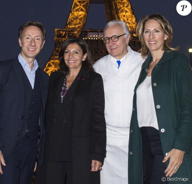 Exclusif - Stéphane Bern, Anne Hidalgo, Alain Ducasse et Maud Fontenoy - Baptême du bateau "Ducasse sur Seine" à Paris. Le 27 septembre 2018 © Julio Piatti / Bestimage