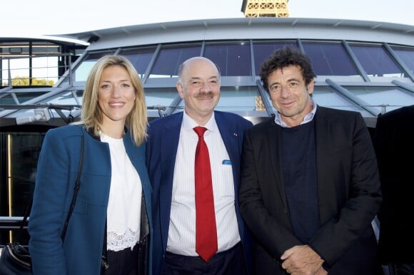 Exclusif - Hélène Ribault, Alain Bauer et Patrick Bruel - Baptême du bateau "Ducasse sur Seine" à Paris. Le 27 septembre 2018 © Julio Piatti / Bestimage