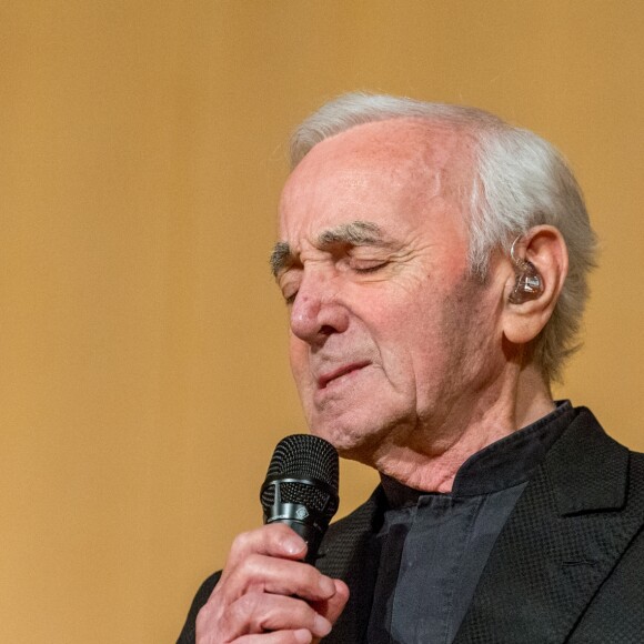 Charles Aznavour en concert à l'Office des Nations Unies à Genève. Le 13 mars 2018