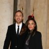 Le DJ David Guetta et sa compagne Jessica Ledon arrivent au dîner d'état donné en l'honneur du président cubain Raul Castro au palais de l'Elysée à Paris, le 1er février 2016. © Dominique Jacovides/Bestimages