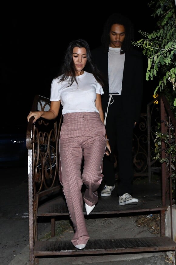 Exclusif - Kourtney Kardashian et Luka Sabbat quittent le magasin Rick Owens à Hollywood le 3 octobre 2018.