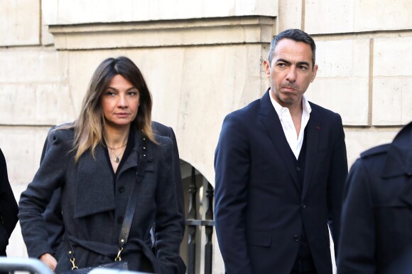 Exclusif - Youri Djorkaeff et sa cousine Katia Hasbanian - Obsèques de Charles Aznavour en la cathédrale arménienne Saint-Jean-Baptiste de Paris. Le 6 octobre 2018 © Jacovides-Moreau / Bestimage