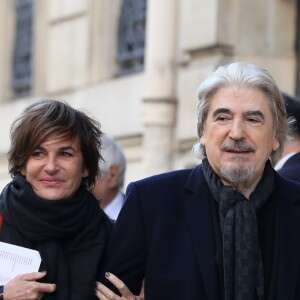 Exclusif - Sege Lama et Catherine Battner - Obsèques de Charles Aznavour en la cathédrale arménienne Saint-Jean-Baptiste de Paris. Le 6 octobre 2018 © Jacovides-Moreau / Bestimage