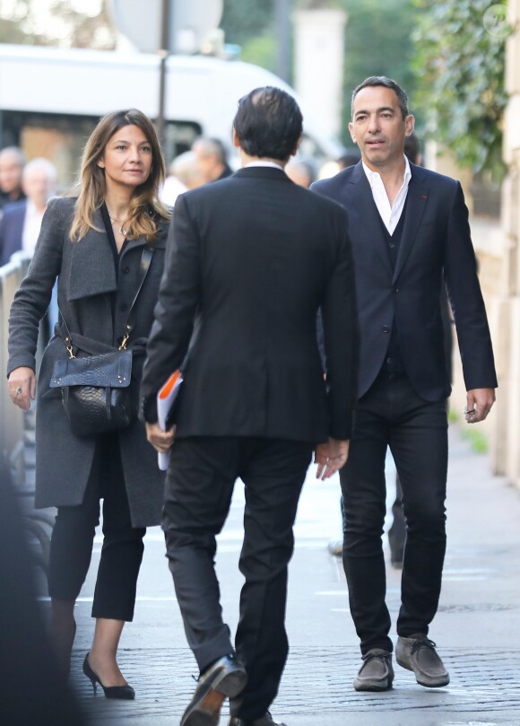 Exclusif - Youri Djorkaeff et sa cousine Katia Hasbanian - Obsèques de Charles Aznavour en la cathédrale arménienne Saint-Jean-Baptiste de Paris. Le 6 octobre 2018 © Jacovides-Moreau / Bestimage