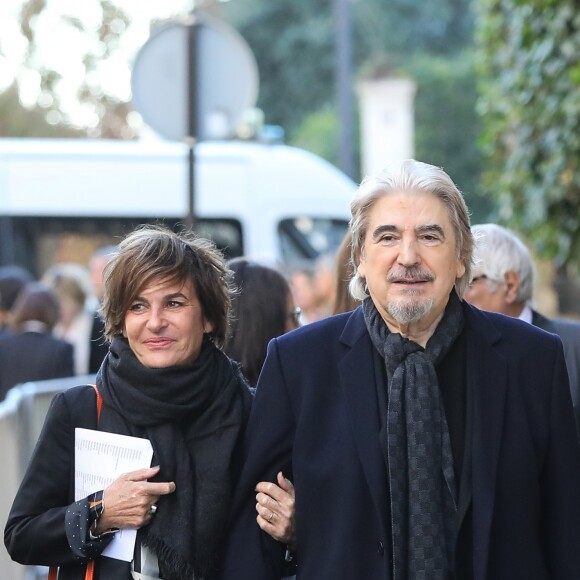 Exclusif - Sege Lama et Catherine Battner - Obsèques de Charles Aznavour en la cathédrale arménienne Saint-Jean-Baptiste de Paris. Le 6 octobre 2018 © Jacovides-Moreau / Bestimage