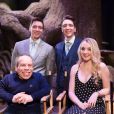 James Phelps, Evanna Lynch, Warwick Davis et Oliver Phelps  lors de la visite de la Forêt Interdite dans le Warner Bros. Studio Tour London - The Making of Harry Potter, près de Londres, le 28 mars 2017.