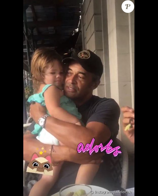 Yannick Noah avec sa petite-fille à New York le 10 octobre 2018.