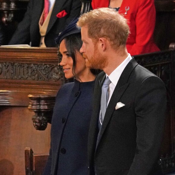 Le prince Harry, duc de Sussex, et Meghan Markle, duchesse de Sussex - Cérémonie de mariage de la princesse Eugenie d'York et Jack Brooksbank en la chapelle Saint-George au château de Windsor, Royaume Uni le 12 octobre 2018.