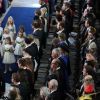La princesse Eugenie d'York, le prince Andrew, duc d'York, le prince George de Cambridge et la princesse Charlotte de Cambridge - Cérémonie de mariage de la princesse Eugenie d'York et Jack Brooksbank en la chapelle Saint-George au château de Windsor, Royaume Uni le 12 octobre 2018.