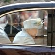 La reine Elisabeth II d'Angleterre et le prince Philip, duc d'Edimbourg - Les invités arrivent à la chapelle St. George pour le mariage de la princesse Eugenie d'York et Jack Brooksbank au château de Windsor, Royaume Uni, le 12 octobre 2018.