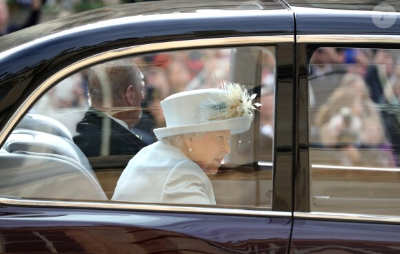 La reine Elisabeth II d'Angleterre et le prince Philip, duc d'Edimbourg - Les invités arrivent à la chapelle St. George pour le mariage de la princesse Eugenie d'York et Jack Brooksbank au château de Windsor, Royaume Uni, le 12 octobre 2018.