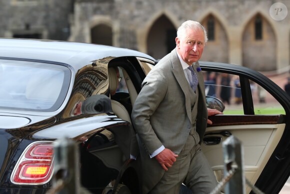 Le prince Charles, prince de Galles - Les invités arrivent à la chapelle St. George pour le mariage de la princesse Eugenie d'York et Jack Brooksbank au château de Windsor, Royaume Uni, le 12 octobre 2018.