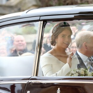 La princesse Eugenie d'York - Les invités arrivent à la chapelle St. George pour le mariage de la princesse Eugenie d'York et Jack Brooksbank au château de Windsor, Royaume Uni, le 12 octobre 2018.