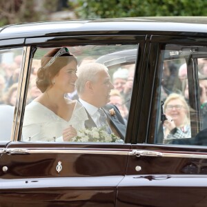 La princesse Eugenie d'York - Les invités arrivent à la chapelle St. George pour le mariage de la princesse Eugenie d'York et Jack Brooksbank au château de Windsor, Royaume Uni, le 12 octobre 2018.