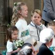 Le prince George et la princesse Charlotte - Cérémonie de mariage de la princesse Eugenie d'York et Jack Brooksbank en la chapelle Saint-George au château de Windsor, Royaume Uni le 12 octobre 2018.