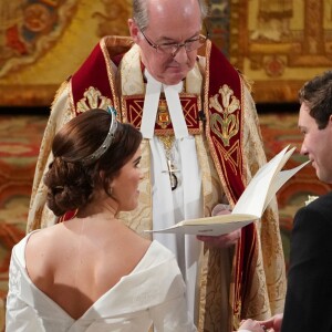 Le révérend David Conner, la princesse Eugenie d'York et Jack Brooksbank - Cérémonie de mariage de la princesse Eugenie d'York et Jack Brooksbank en la chapelle Saint-George au château de Windsor, Royaume Uni le 12 octobre 2018.