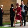 Kate Middleton en Alexander McQueen - Les invités arrivent à la chapelle St. George pour le mariage de la princesse Eugenie d'York et Jack Brooksbank au château de Windsor, Royaume Uni, le 12 octobre 2018.